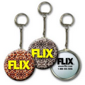 2" Round Metallic Key Chain w/ 3D Lenticular Snake Skin Print (Custom)